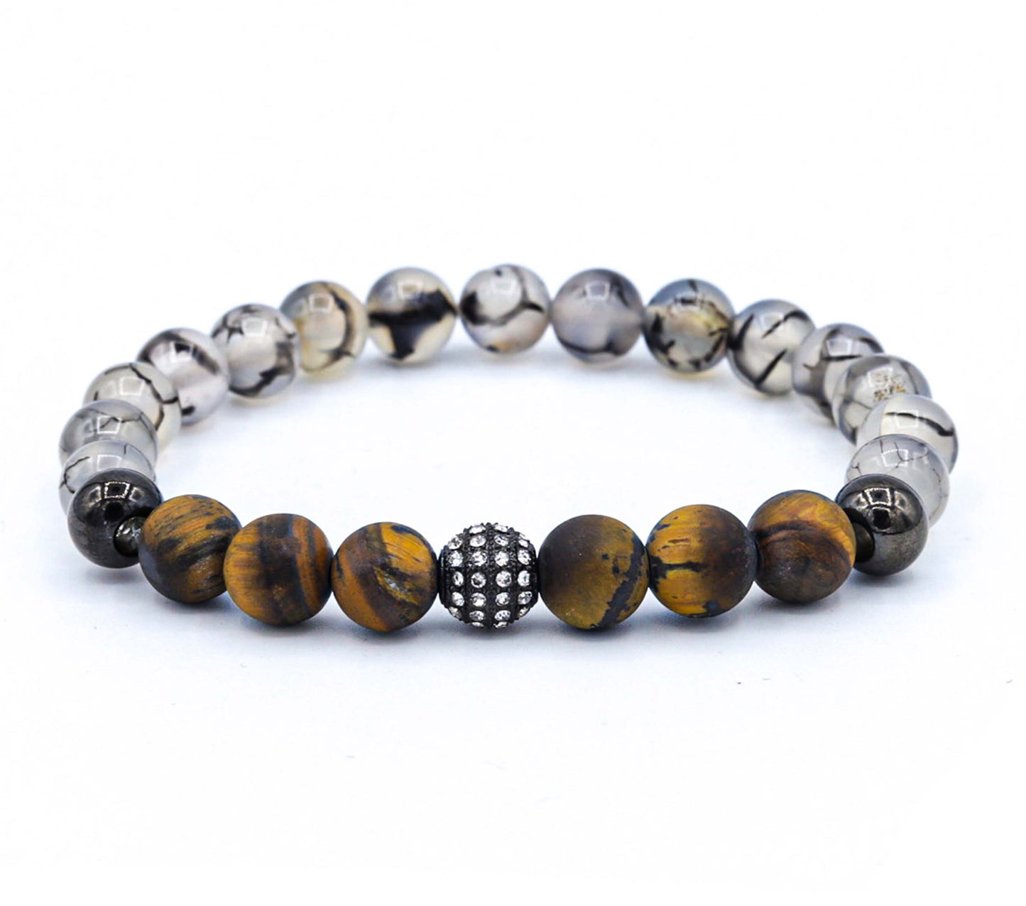 Pulsera Disco Ball Rodio /Tiger Eyes