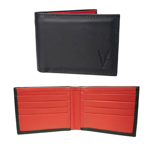 Billetera Grande Negro Mate interior Rojo Ferrari