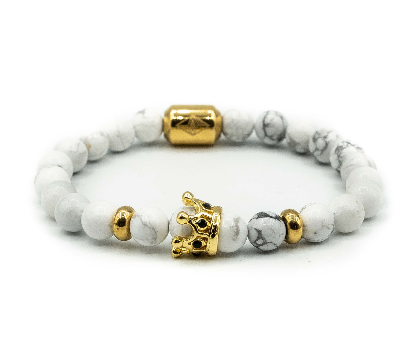 Pulsera con Corona Marques Oro18k y Piedras Marmol Blancas 6mm