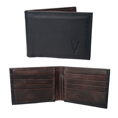 Billetera Grande Negro Mate interior Marron Oscuro Vintage
