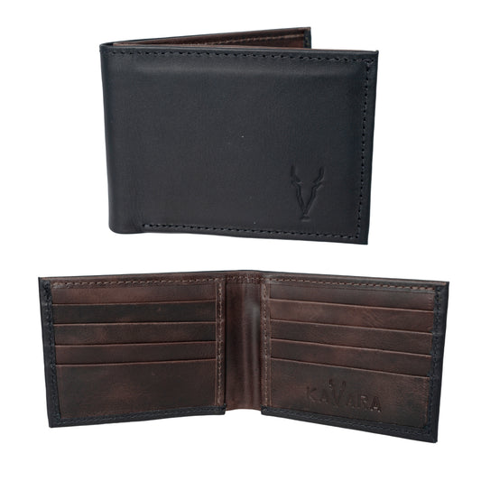 Billetera Grande Negro Mate interior Marron Oscuro Vintage