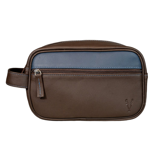 Neceser Compacto Marron Chocolate interior Azul Mate