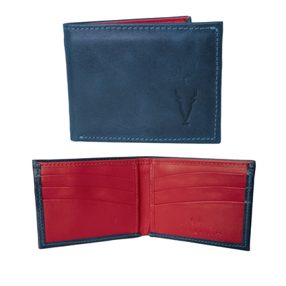Billetera Compacta Azul Vintage interior Rojo Ferrari