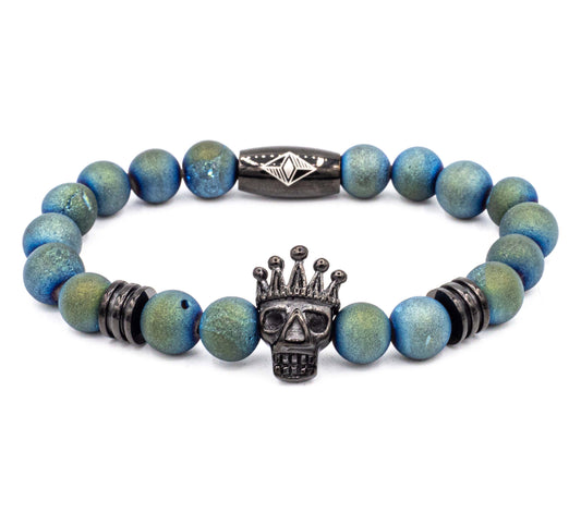 Pulsera Death King Rodio / Verde Azulado