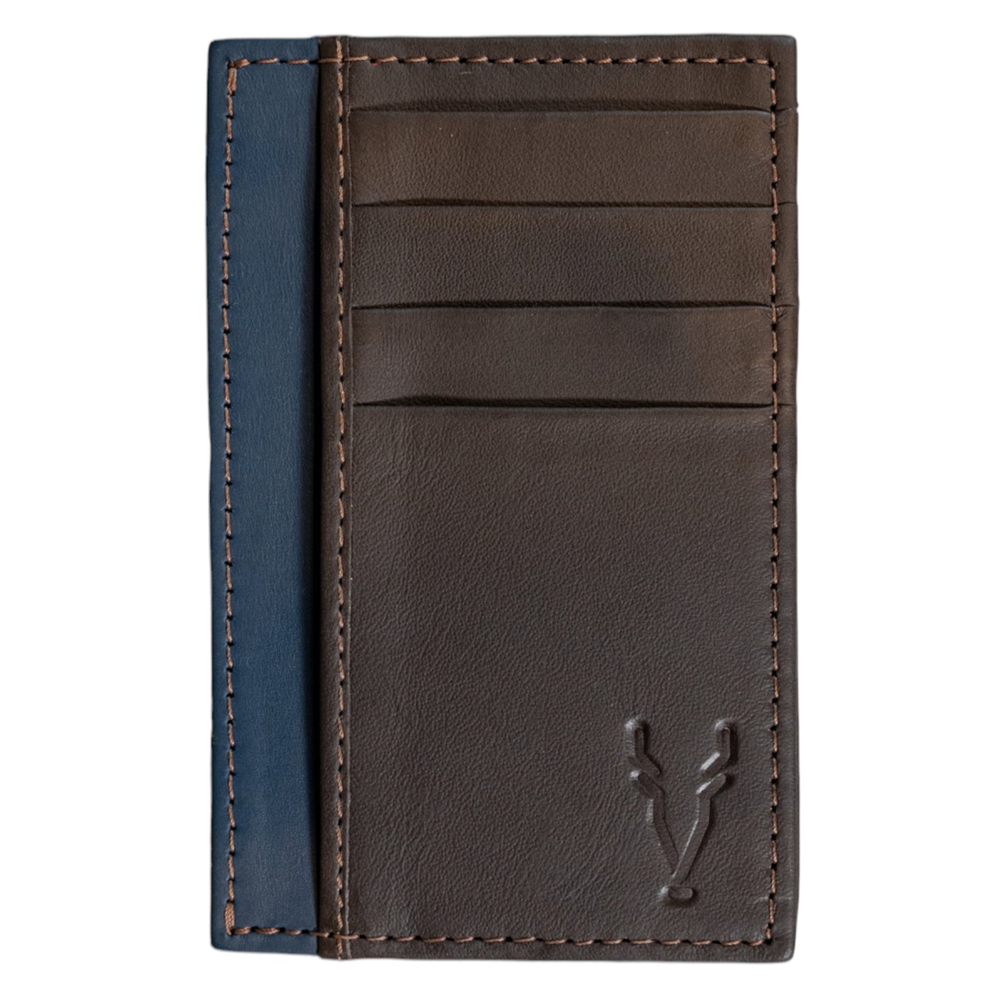 Tarjetero Model X Marron Chocolate con Azul Mate