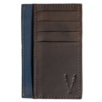 Tarjetero Model X Marron Chocolate con Azul Mate