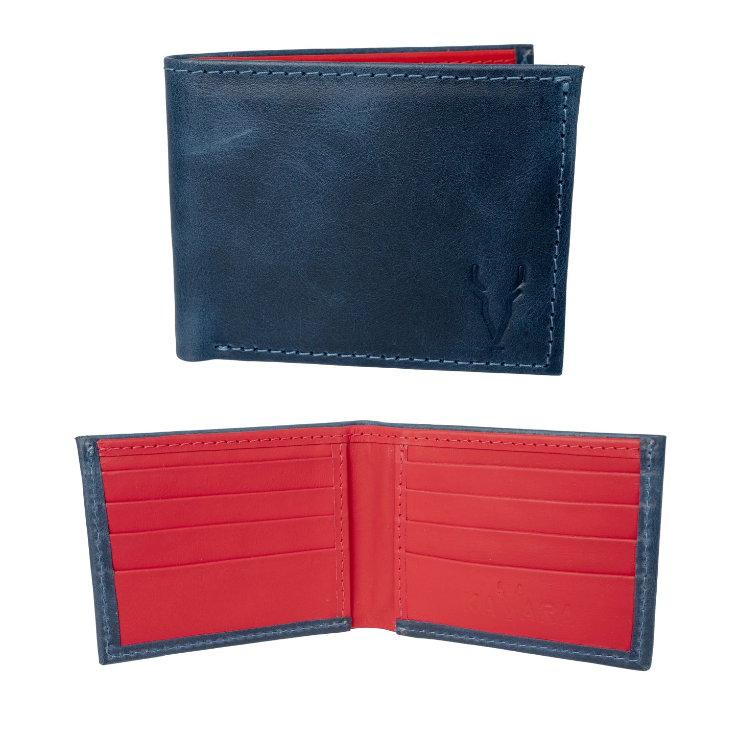 Billetera Grande Azul Vintage interior Rojo Ferrari