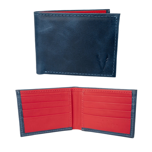 Billetera Grande Azul Vintage interior Rojo Ferrari
