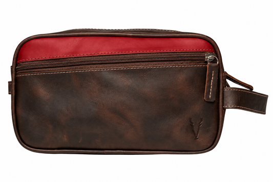 Neceser Doble Marron Oscuro Vintage interior Rojo Ferrari