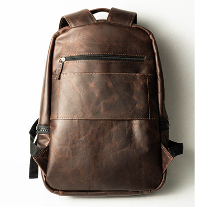 Mochila Cuero Marron Oscuro Vintage