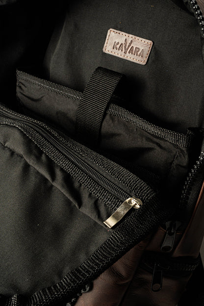 Mochila Cuero Marron Oscuro Vintage