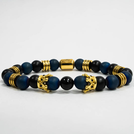 Pulsera Double King Oro18k Onyx/Agatha Drusa Blue