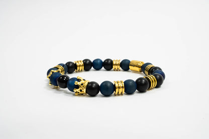 Pulsera Double King Oro18k Onyx/Agatha Drusa Blue