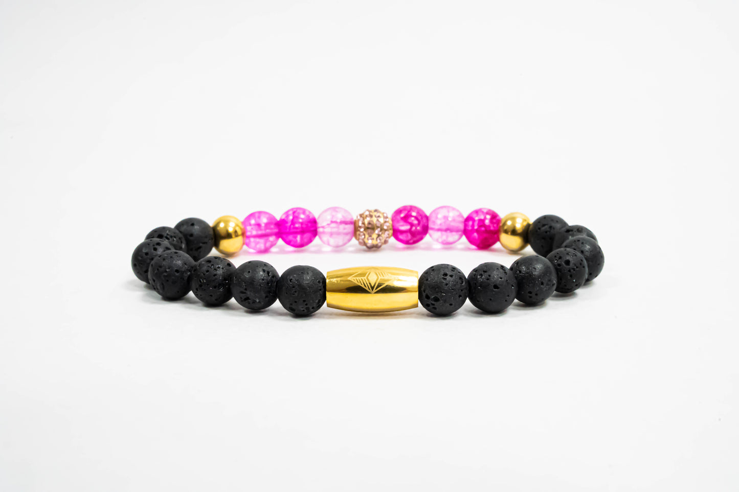 Pulsera Disco Ball Oro18K Piedras Volcanicas y Agatha Rosa
