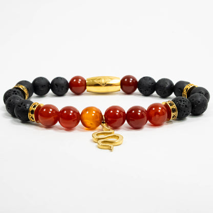 Pulsera Snake Oro18K Piedras Volcanicas/Agatha Ambar
