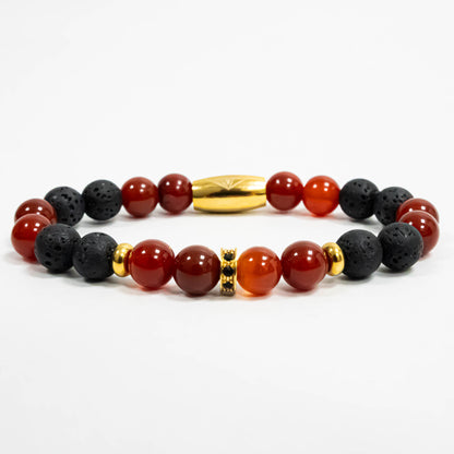 Pulsera Stopper Oro18K Piedras Volcanicas/Agatha Ambar