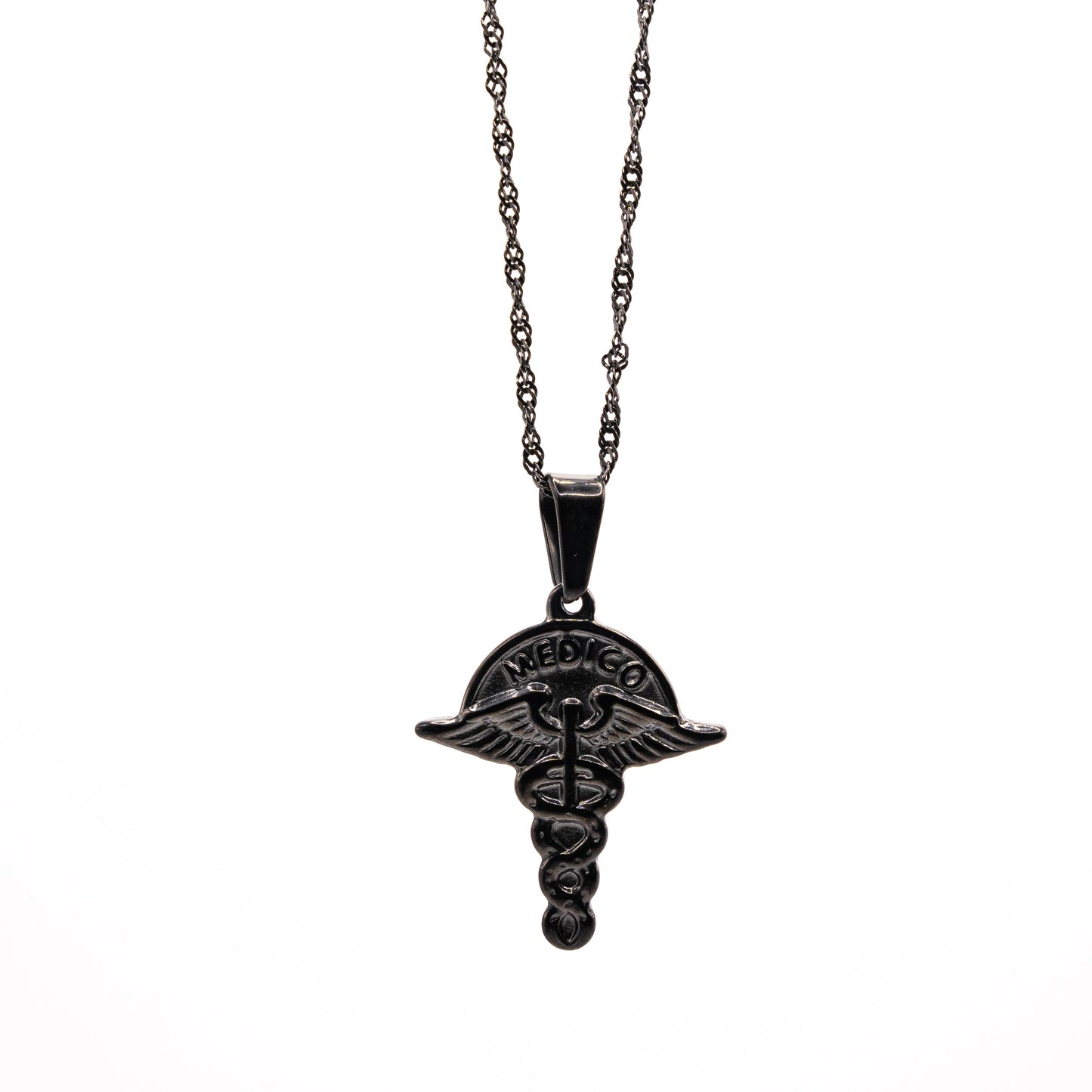 Cadena Curb con Caduceo