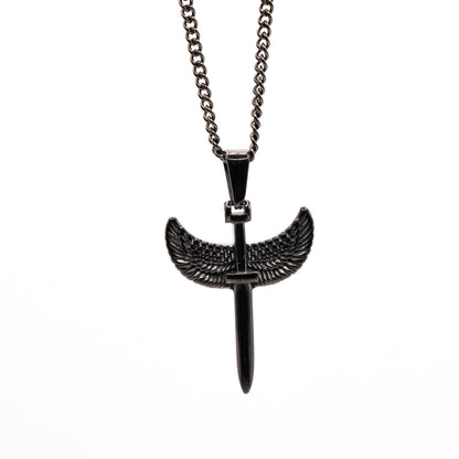 Cadena Cubana Fina con Angel Sword