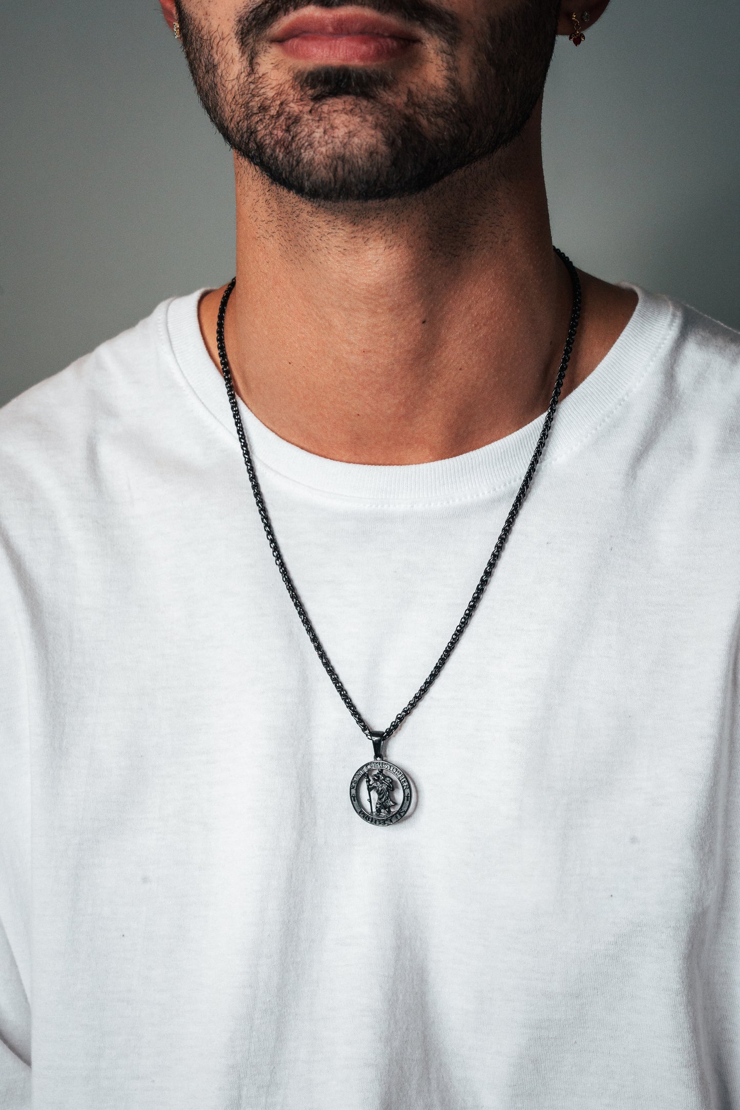 Cadena Wheat con Medalla de Saint Cristopher