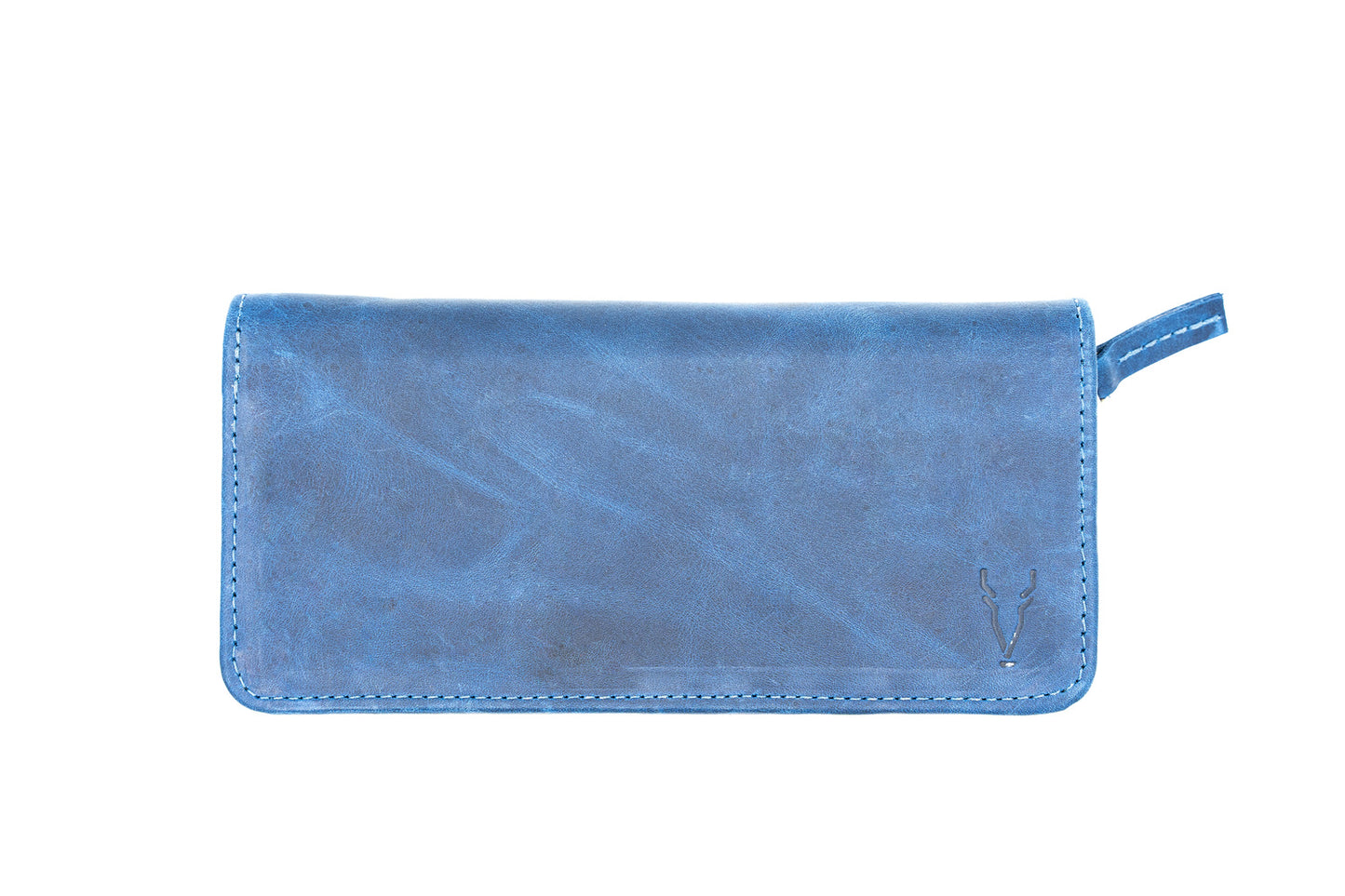 Billetera Larga con Cierre Azul Vintage