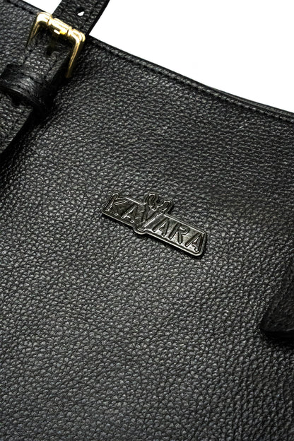 Cartera Tote Negro Granulado