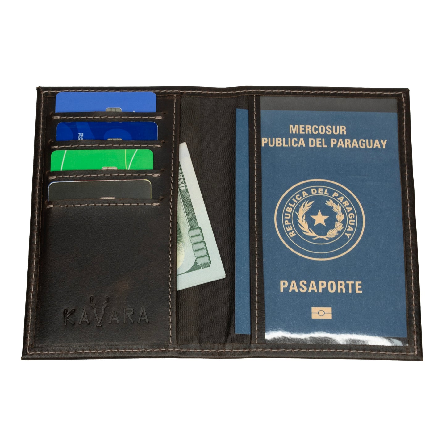 Porta Pasaporte Marron Oscuro Vintage