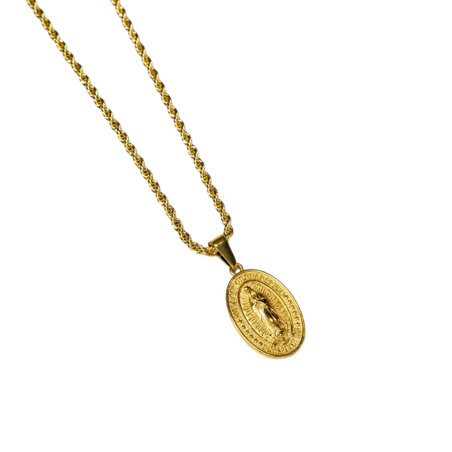 Cadena Rope Fina con Virgen de Guadalupe