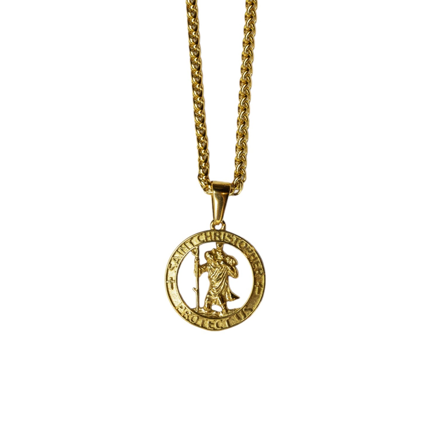Cadena Wheat con Medalla de Saint Cristopher