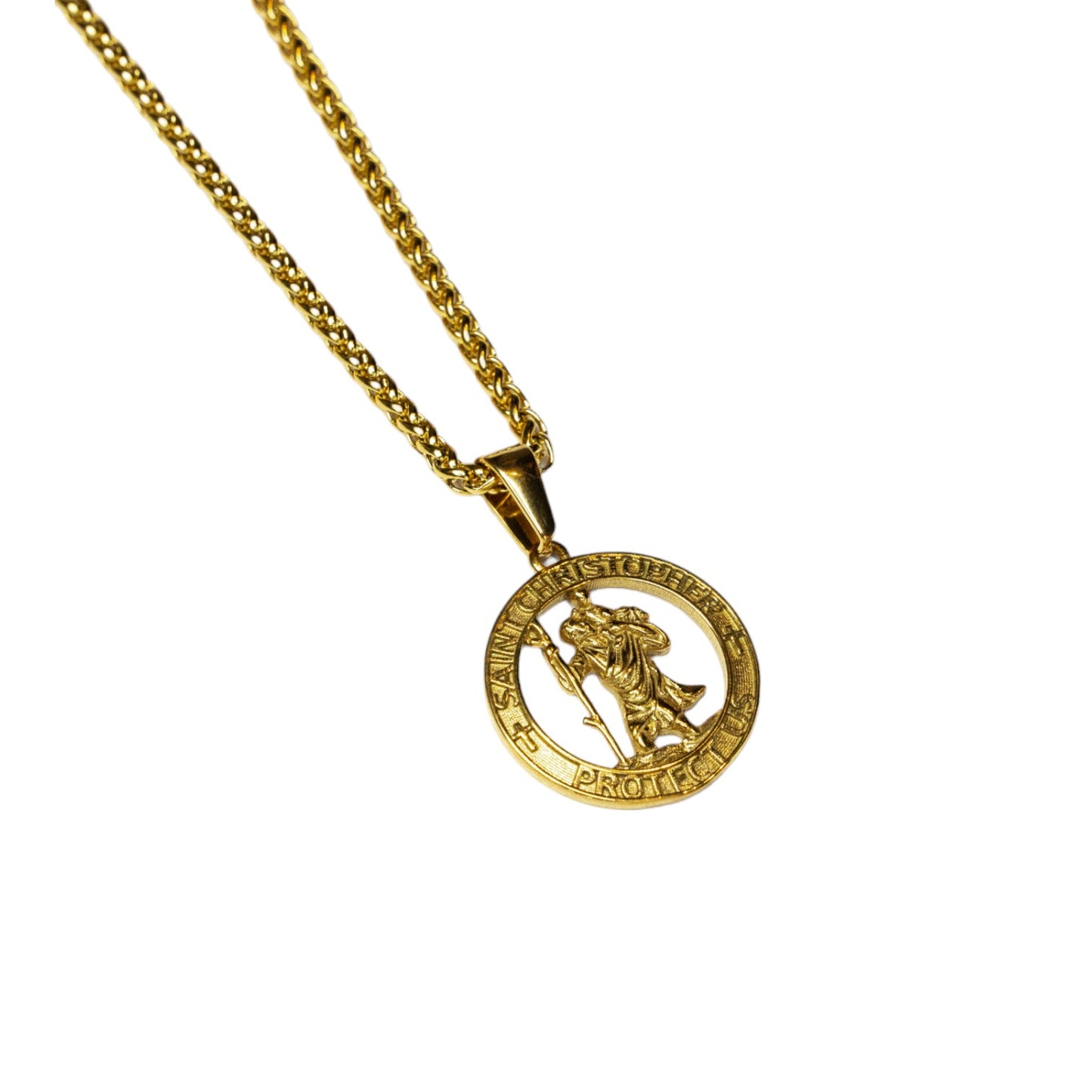 Cadena Wheat con Medalla de Saint Cristopher