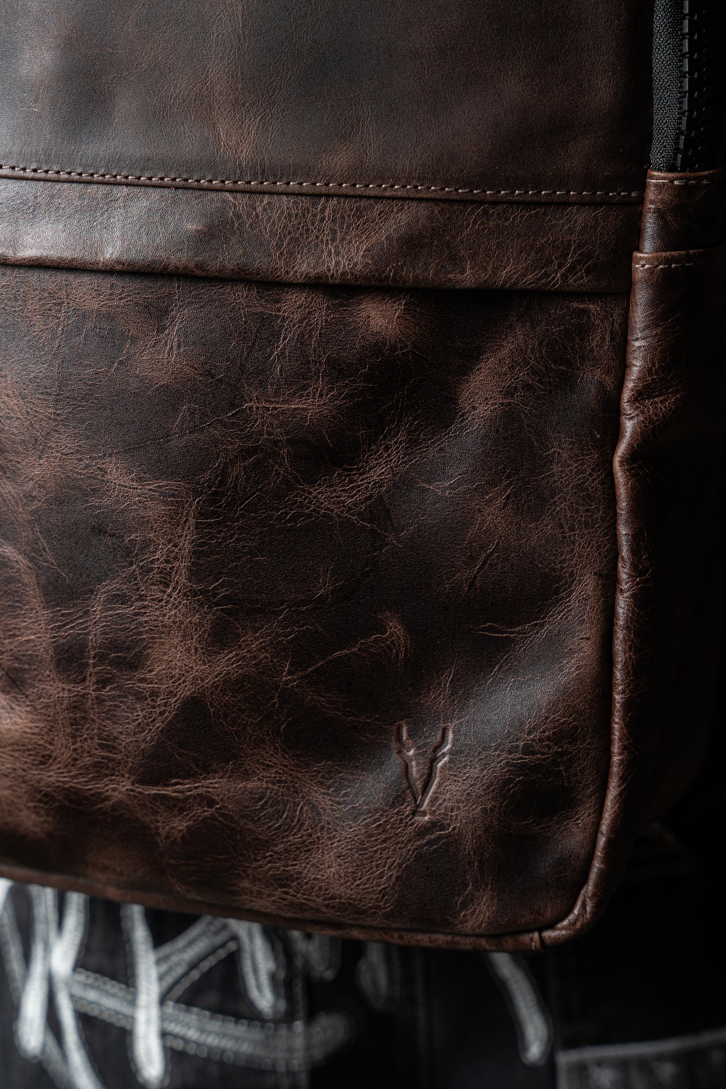 Mochila Cuero Marron Oscuro Vintage