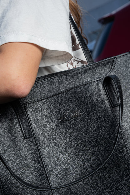 Cartera Tote Negro Granulado