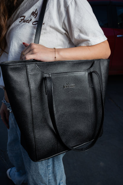 Cartera Tote Negro Granulado