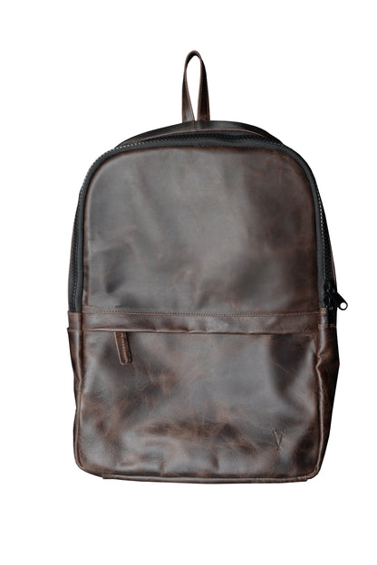 Mochila Cuero Marron Oscuro Vintage