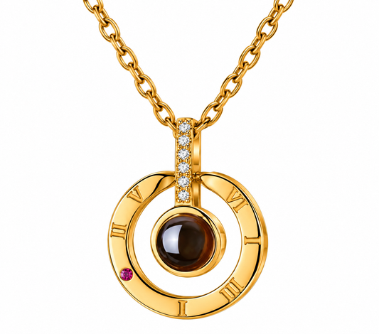 Nueva Cadena Fina con Dije Te amo en 100 Idiomas Oro18K