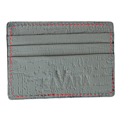 Tarjetero Model S Gris Egipcio con Costuras Rojas