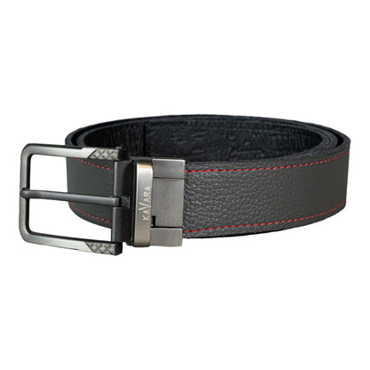 Cinto Doble Faz Gris Granulado con Negro Egipcio