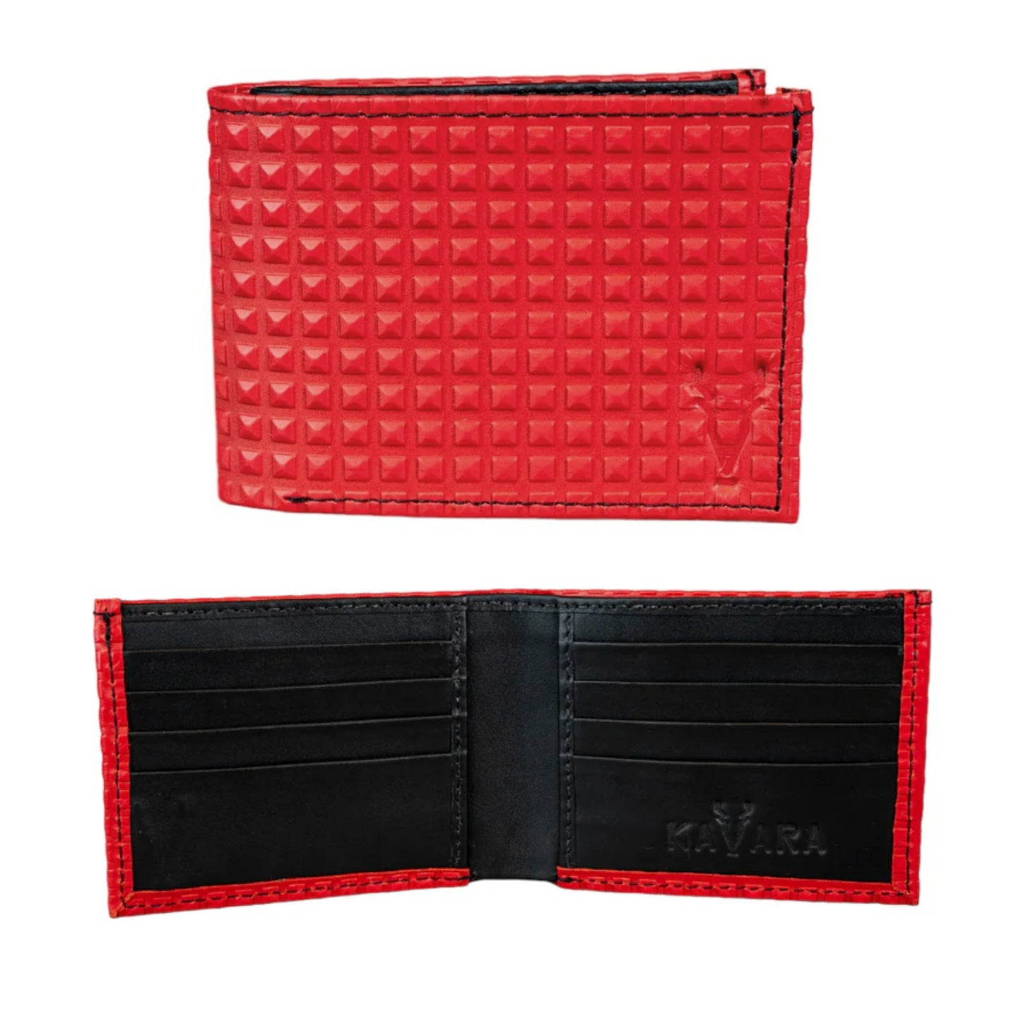 Billetera Grande Rojo Diamante interior Negro Mate